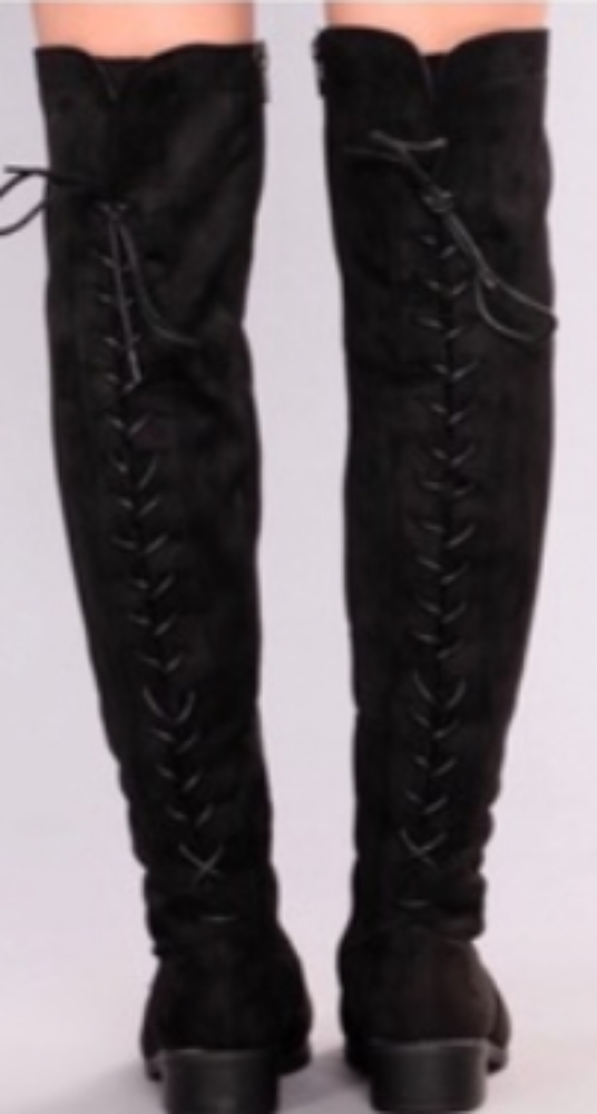 Fashion nova thigh high stina boot lace back
